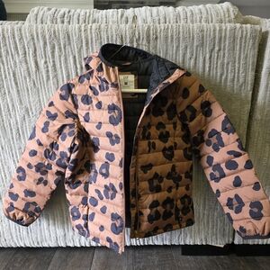 Gap Kids Leopard Print Puffer Jacket - Brown and Black